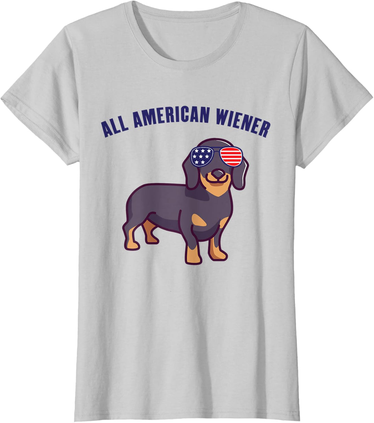 All American Wiener - Dachshunds & Weenie Dog Lovers T-Shirt for Men Women - Silver Grey