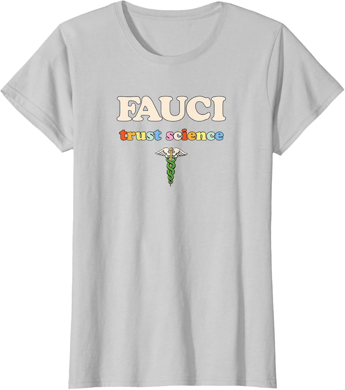 Dr Fauci Rainbow Trust Science Retro T-Shirt - Silver Grey