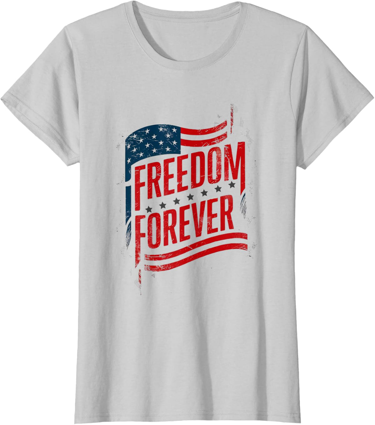 USA Independence Day Flag T-Shirt - Silver Grey