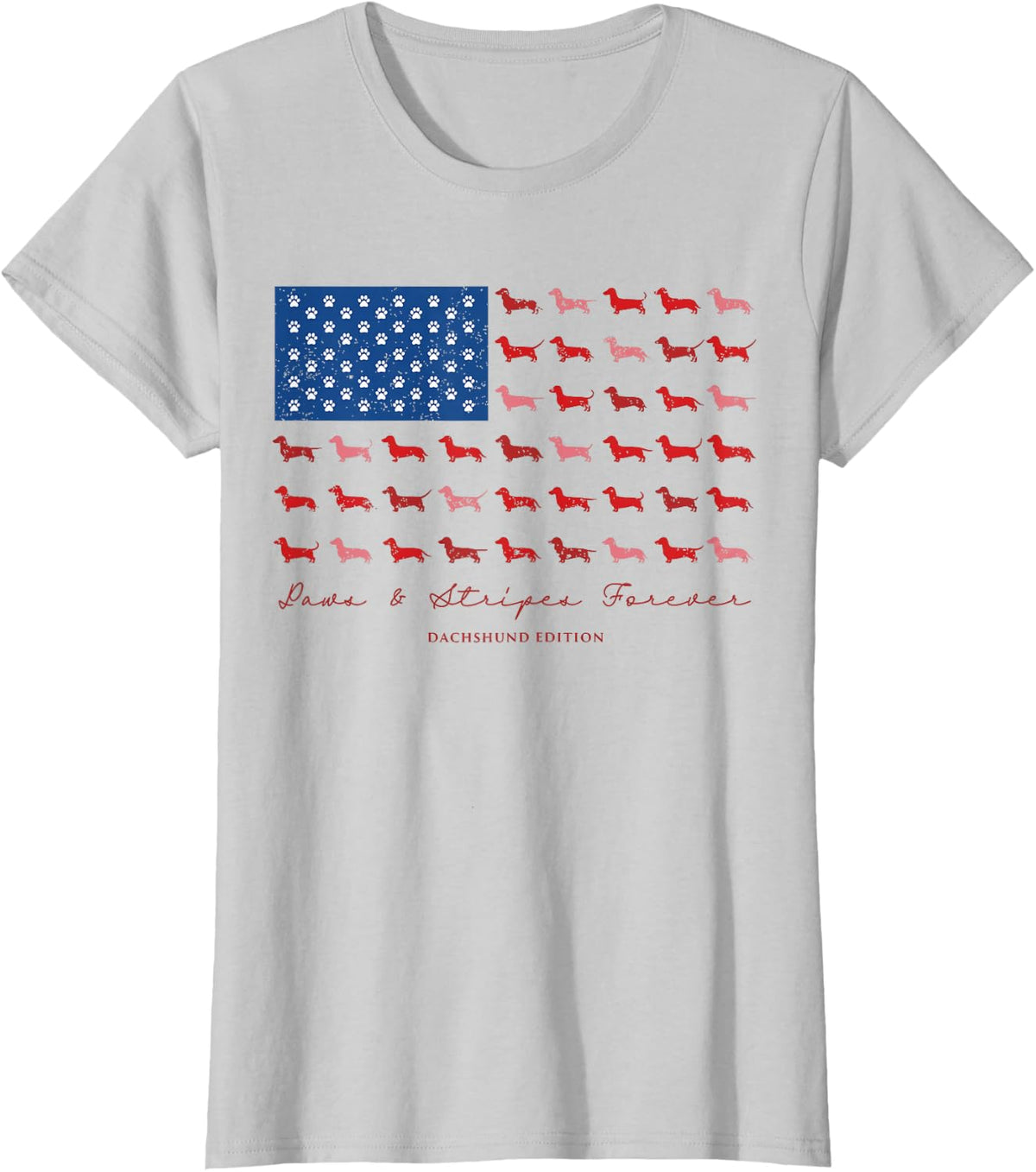 Paws and Stripes Forever Dachshund Edition 4th of July T-Shirt - Silver Grey