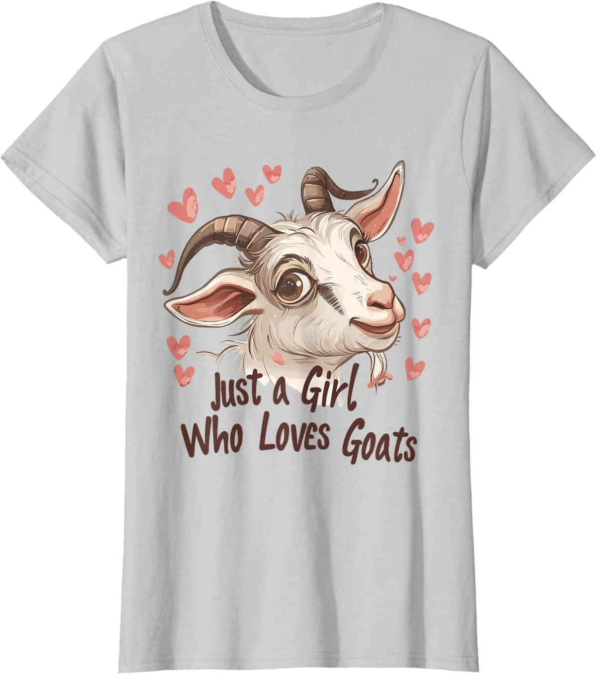 Cute Goats Lovers Gift For Girls Just A Girl Who Loves Goats T-Shirt - Silver Grey