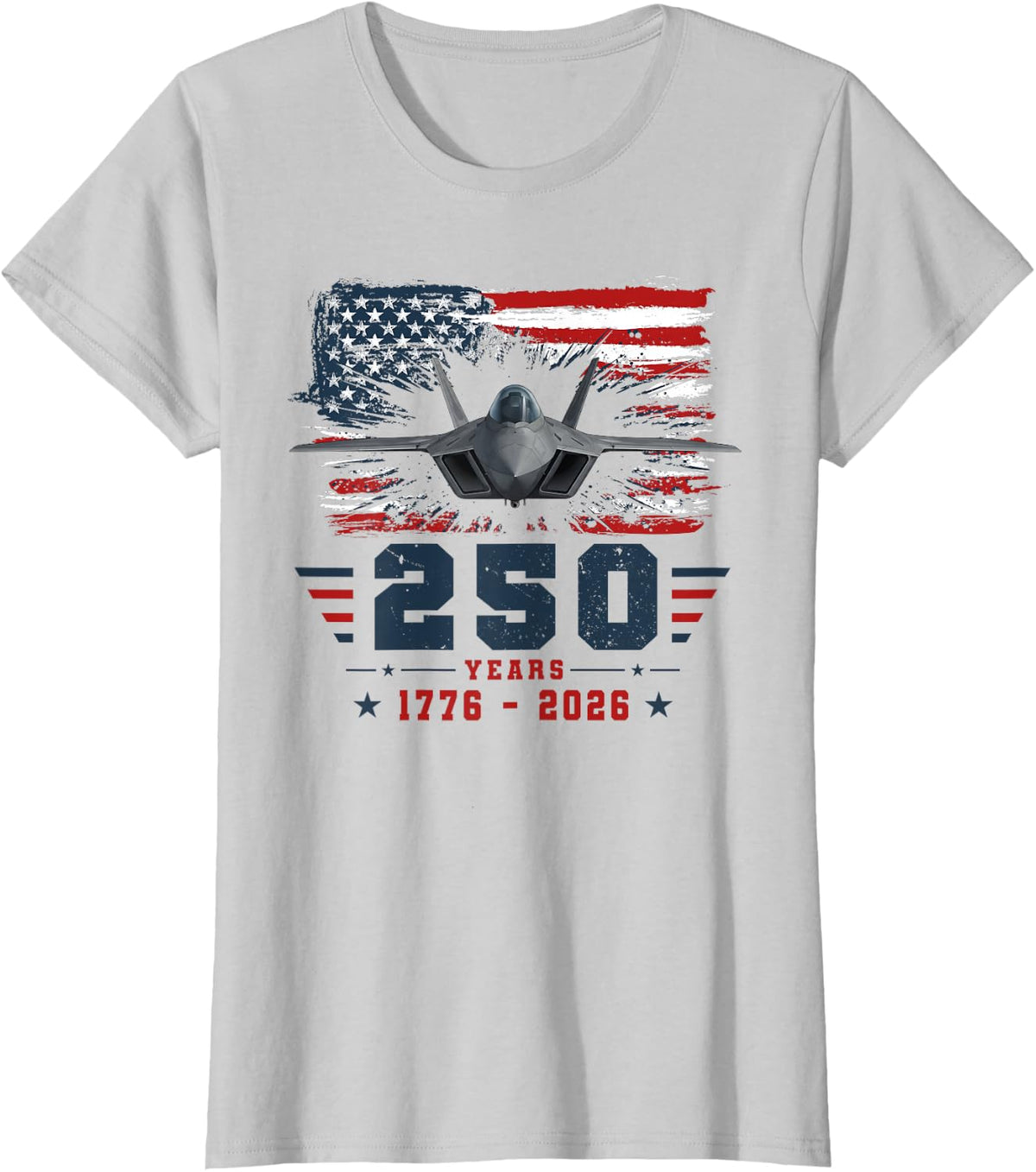 4th of July F14 Fighter Jet USA 250th Anniversary Men Women T-Shirt - Silver Grey