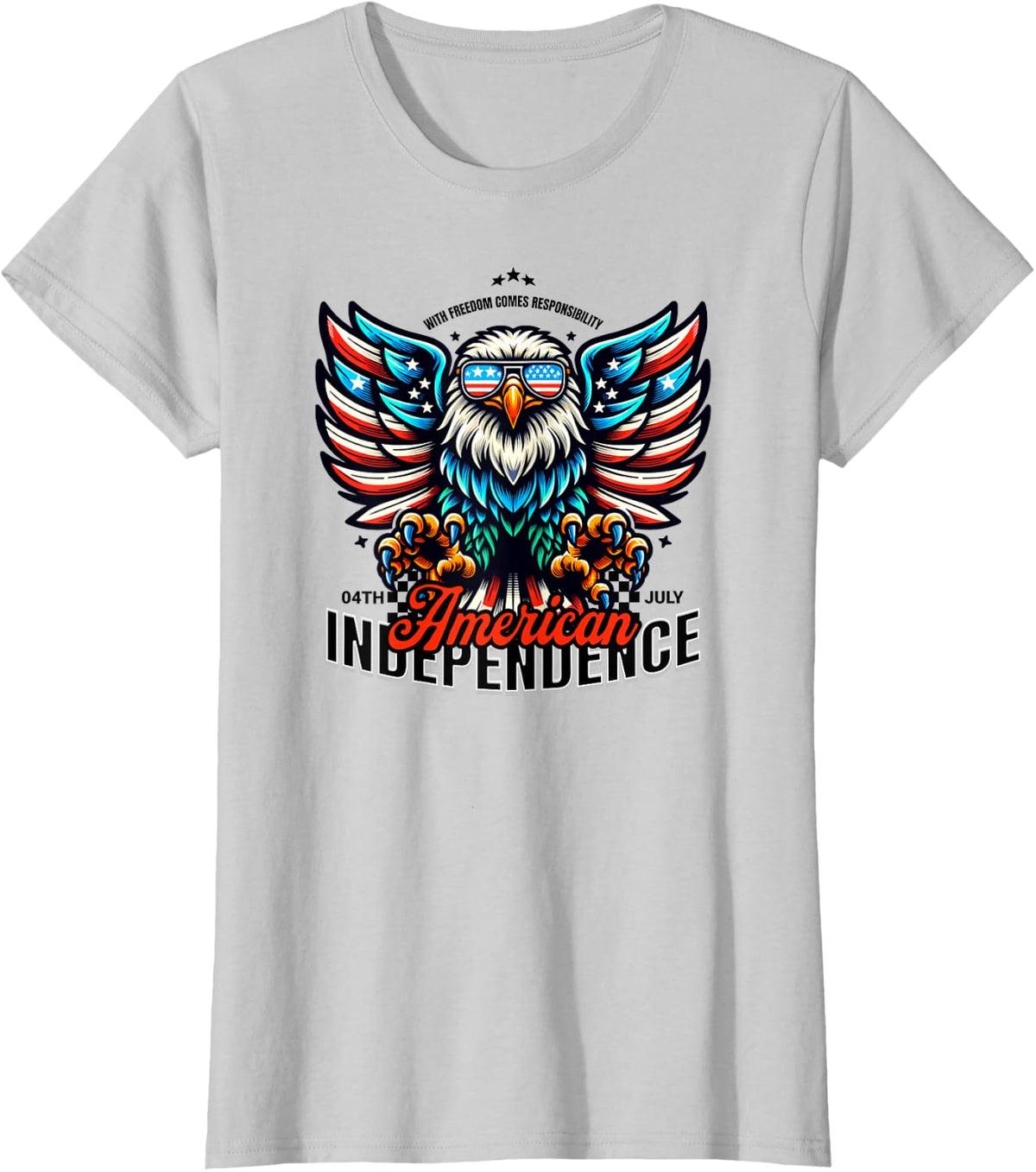 USA - American Independence T-Shirt - Silver Grey