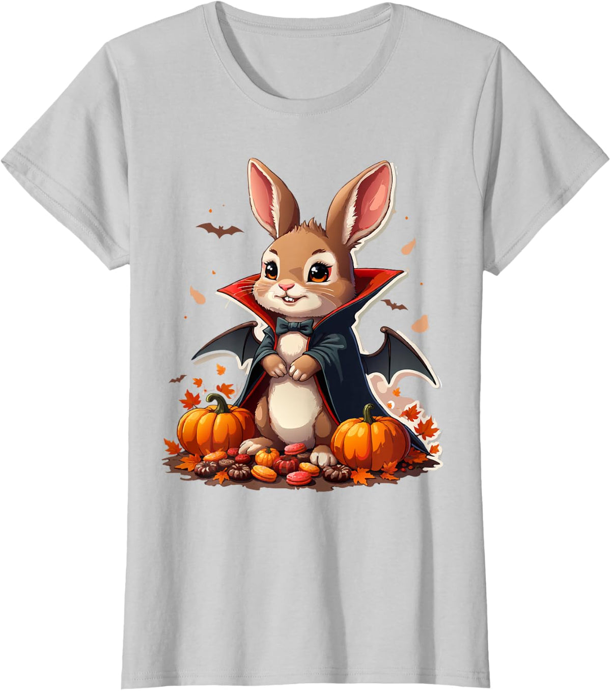 Vampire Bunny Costume Funny 2024 Halloween T-Shirt - Silver Grey