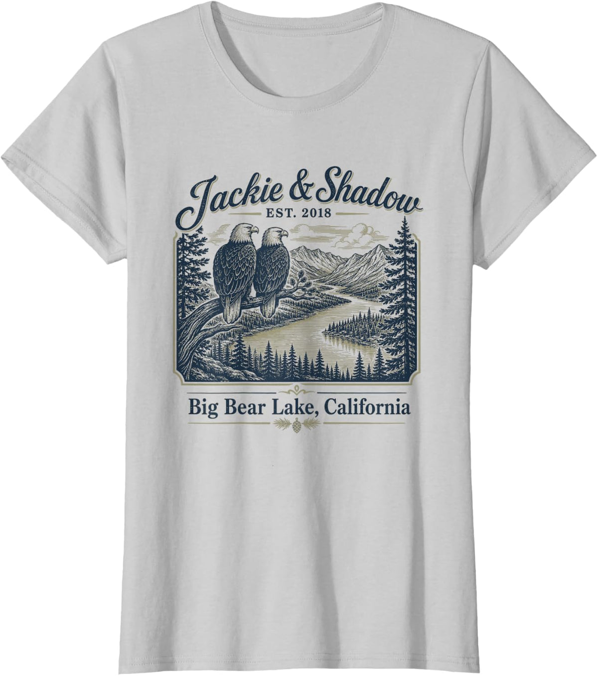 Jackie and Shadow Big Bear Lake California Bald Eagle T-Shirt - Silver Grey