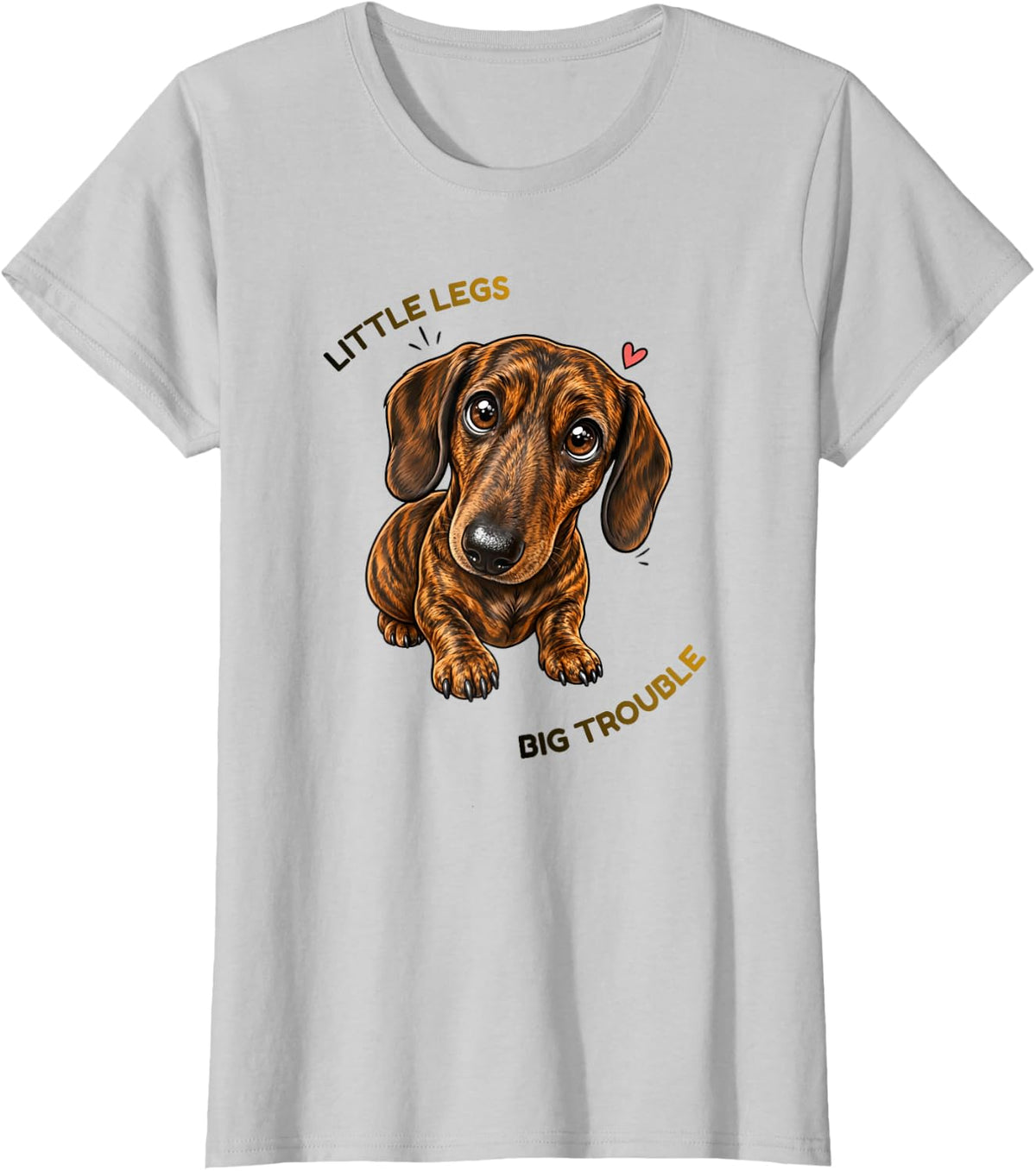 Cute Brindle Dachshund - Colin's Little Legs Club Collection T-Shirt - Silver Grey