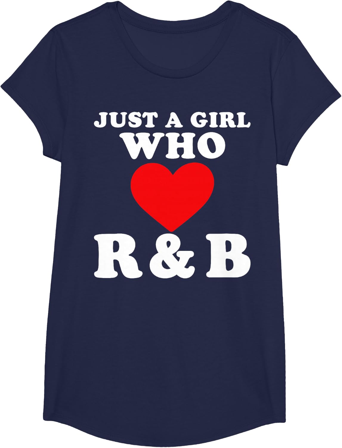 Just A Girl Who Loves R&B Tour Heart Gifts for Women Girls T-Shirt - Girls Navy Blue