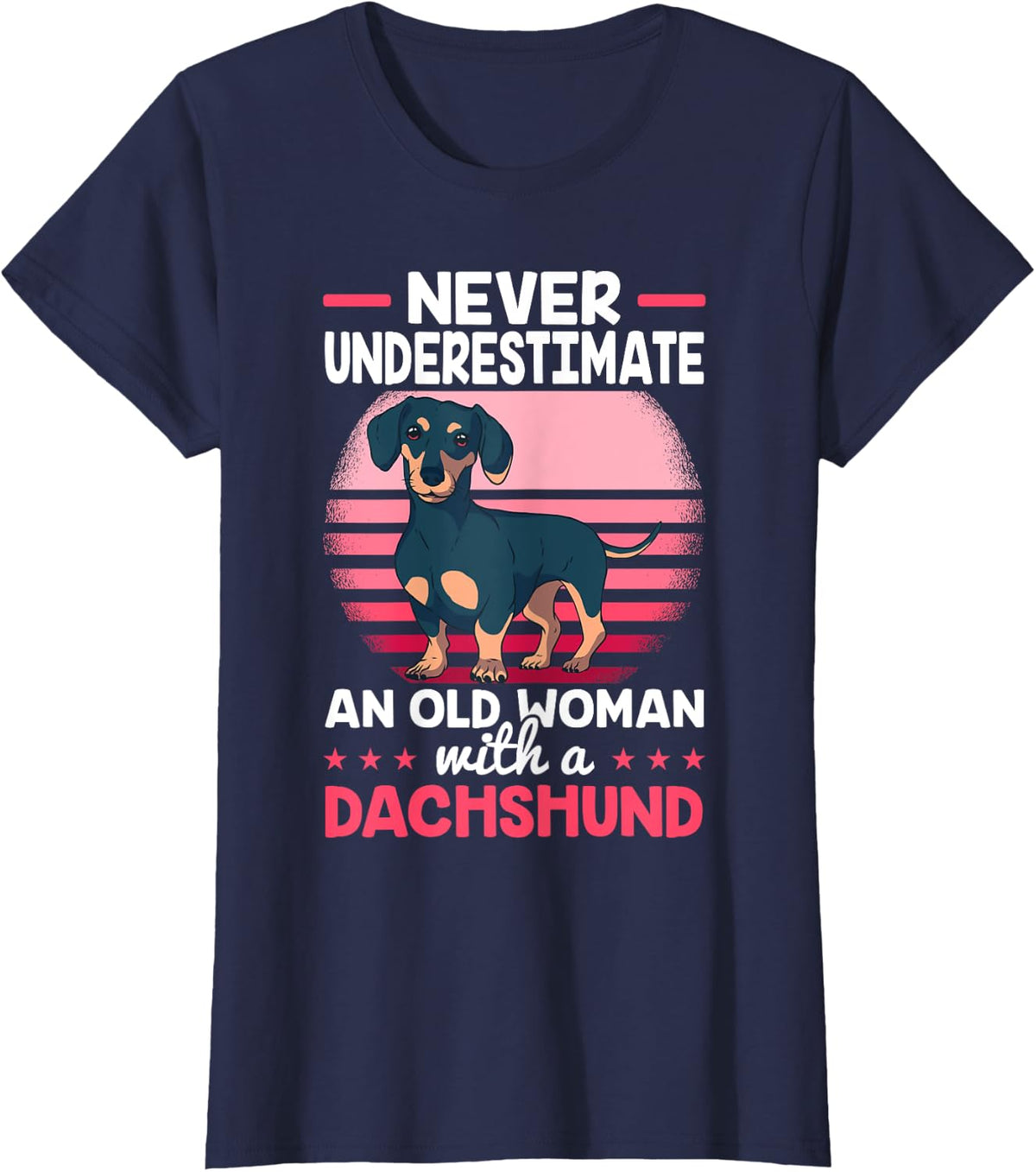 Womens Weiner Dog Miniature Dachshund Puppies Sausage Dog Doxie T-Shirt - Navy Blue