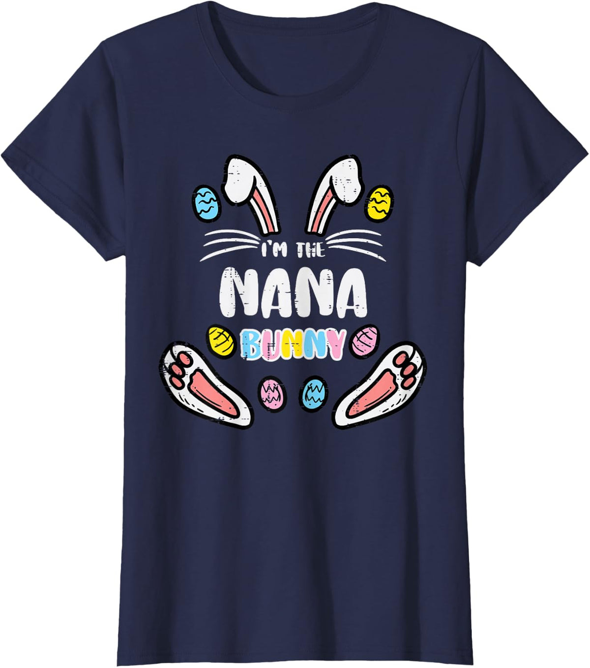 Nana Bunny Easter Matching Family Rabbit Grandma Mimi Women T-Shirt - Navy Blue