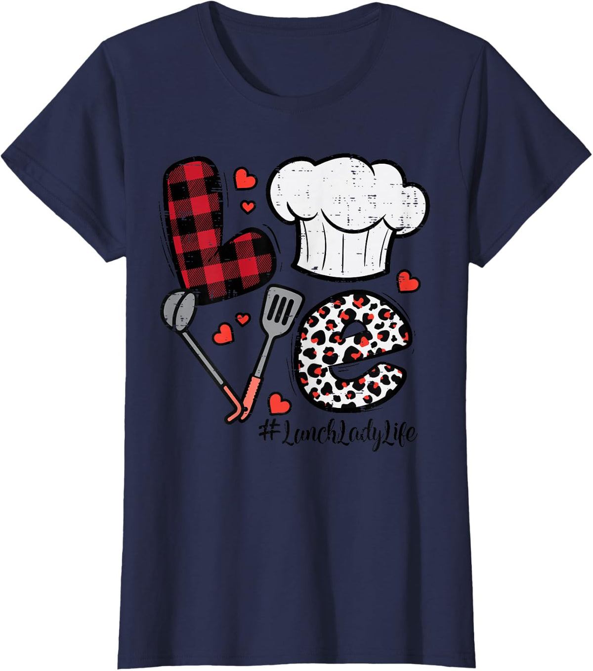 Valentines Day Love Lunch Lady Life School Cafeteria Women T-Shirt - Navy Blue