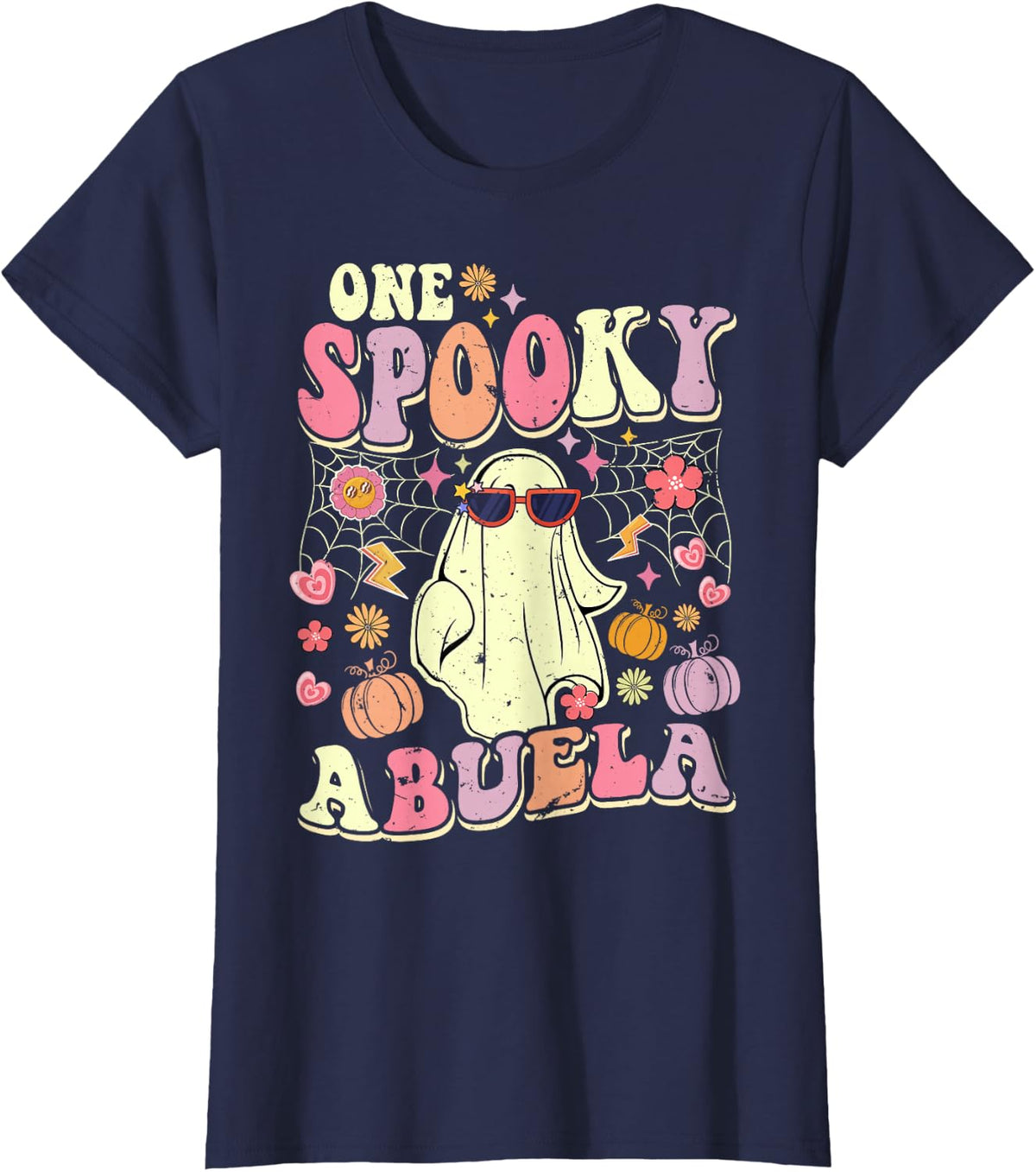 One Spooky Abuela Grandma Halloween Ghost Fun Costume T-Shirt - Navy Blue