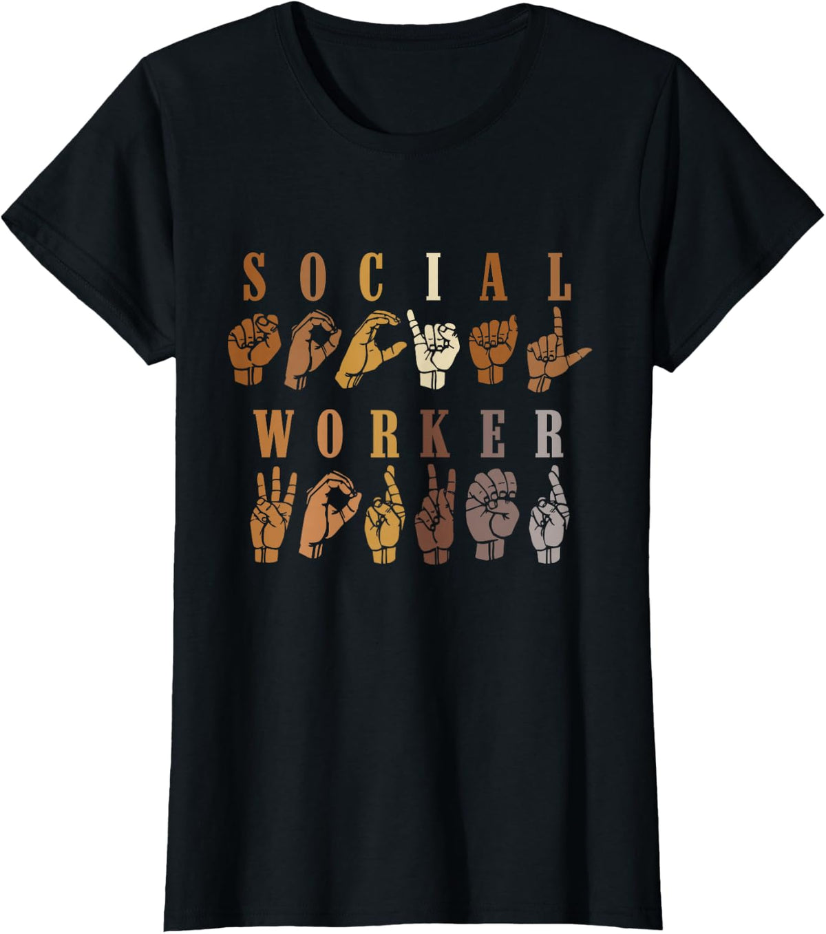 Social Worker Sign Language ASL Case Worker Social Worker T-Shirt - Black