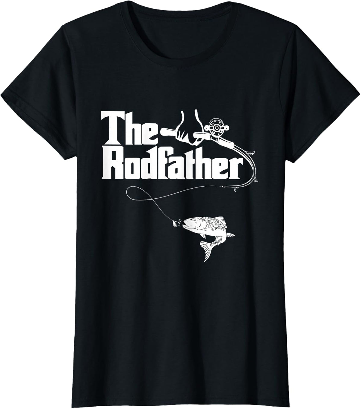 Funny Fishing - The Rodfather T-Shirt - Black