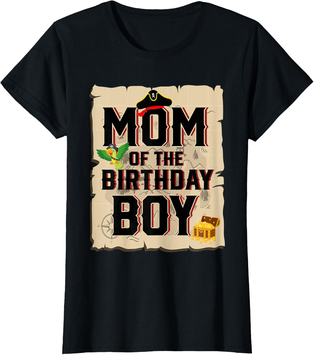 Mom Of The Birthday Boy Shirt Mother Pirate Theme 5th Bday T-Shirt - Black