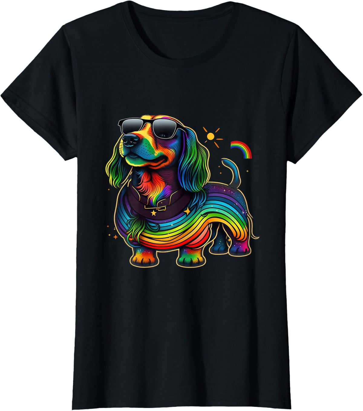 LGBT Gay Pride Dachshund Dog Shirt Tee for Rainbow Pride Month T-Shirts - Black