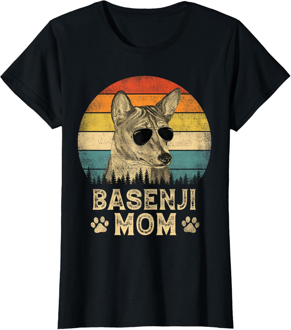 Vintage Basenji Mom Dog Lovers Tees T-Shirts Mothers Day Gift For Women - Black