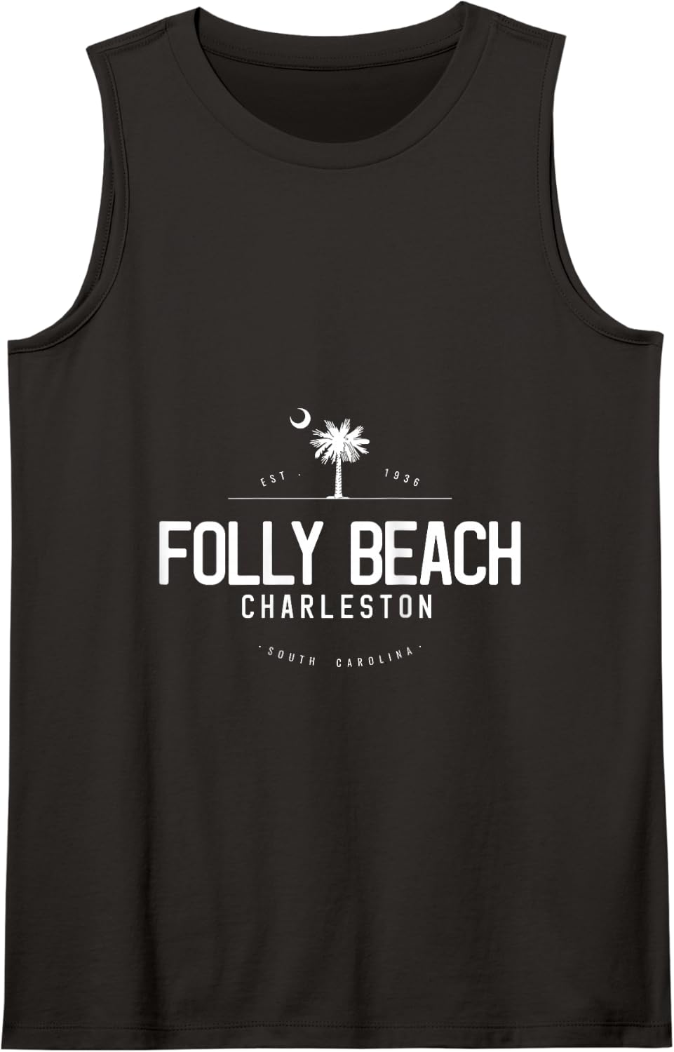 Folly Beach South Carolina Surfing Tank Top - Black