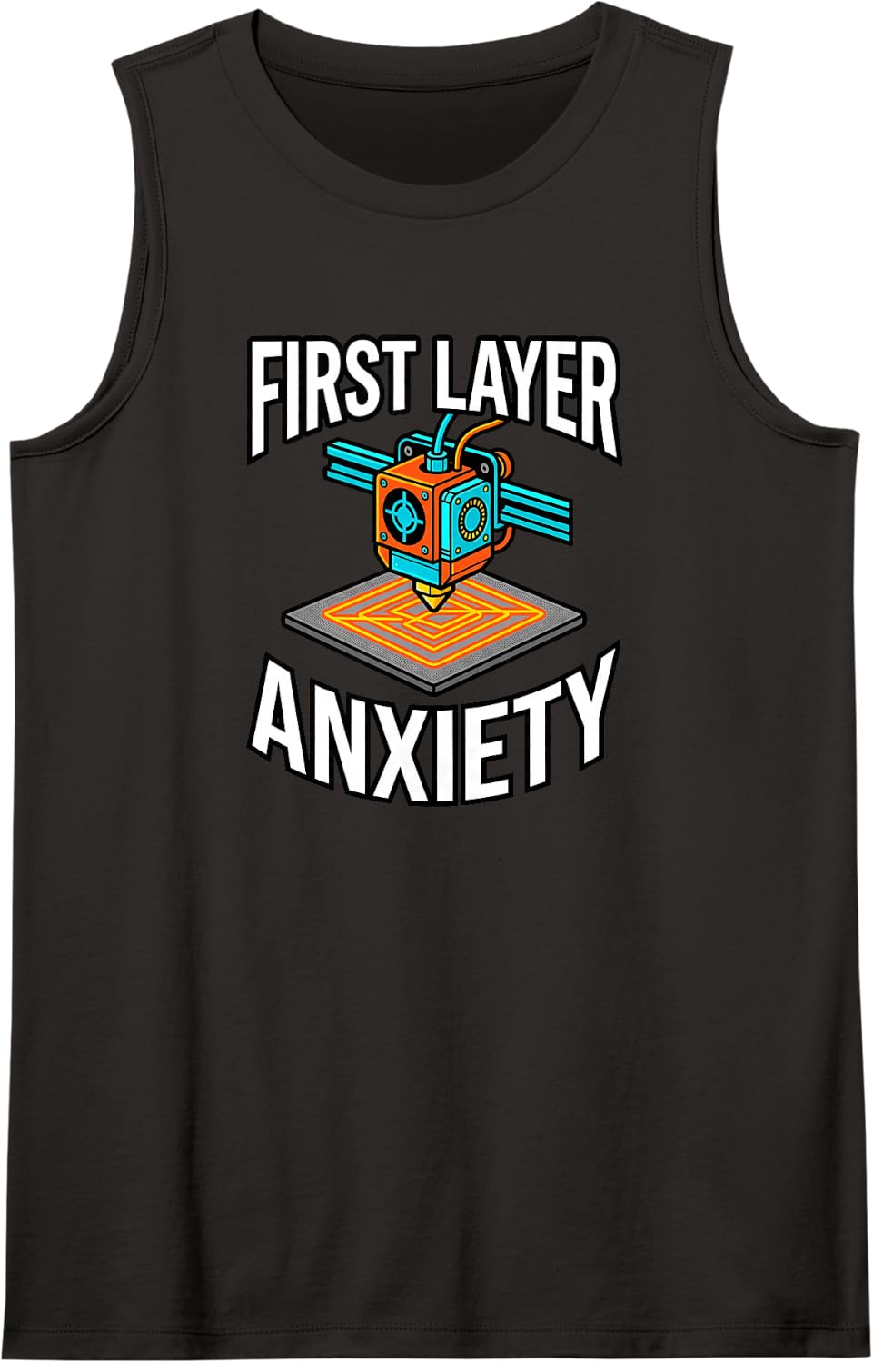 3D Printing First Layer Anxiety Maker Filament Sleeveless Tank Top - Black