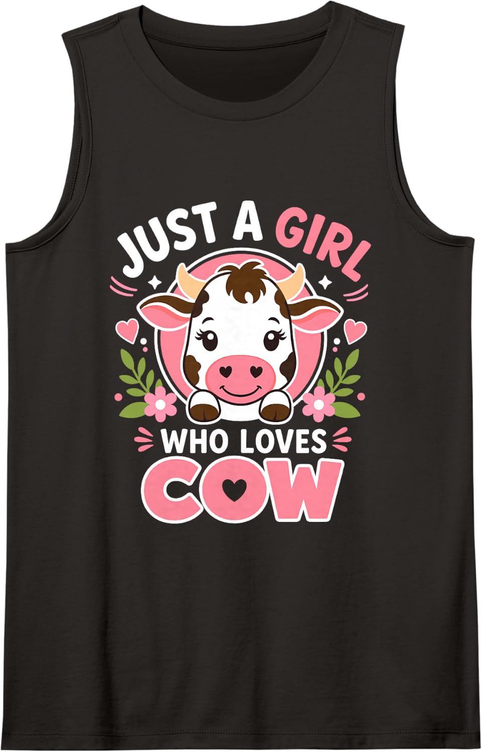 Women's Just A Girl Who Loves Cow Sleeveless Tank Top - Black