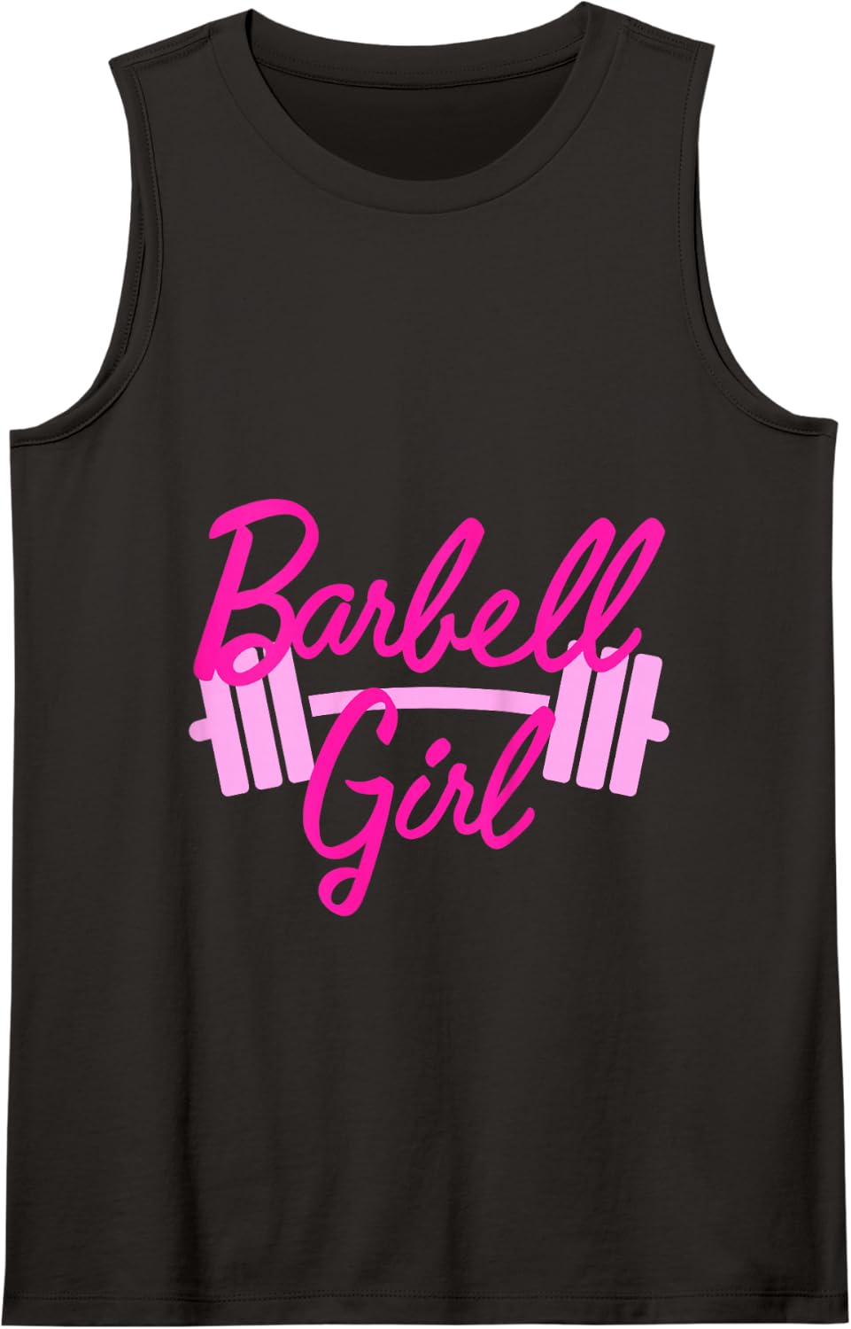 Pink Barbell Girl Cute Minimal Weightlifting Gym Pump Cover Tank Top - Black
