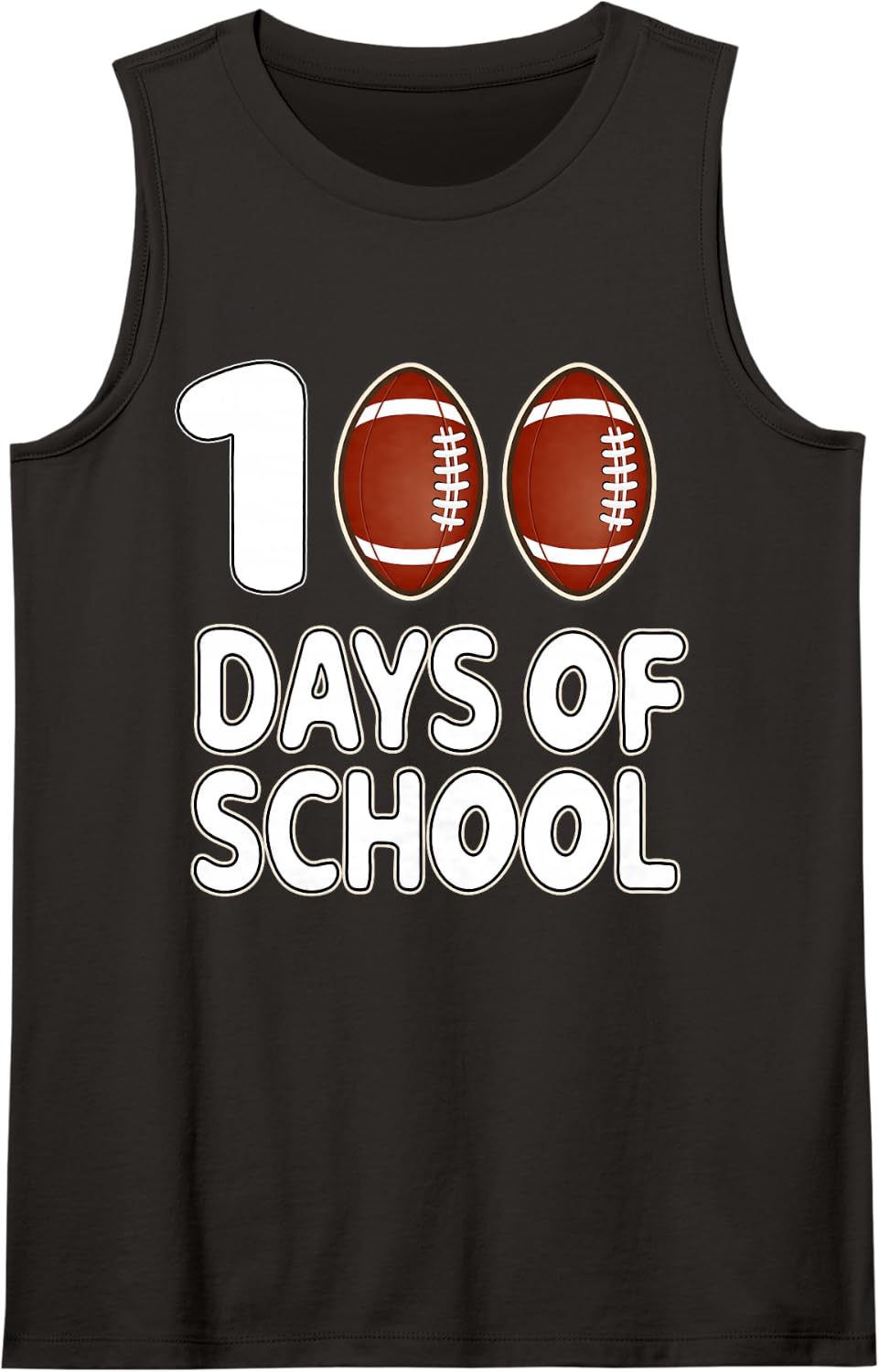 100 Days of School Football Shirt for Kids Boys 100th Day Sleeveless Tank Top - Black