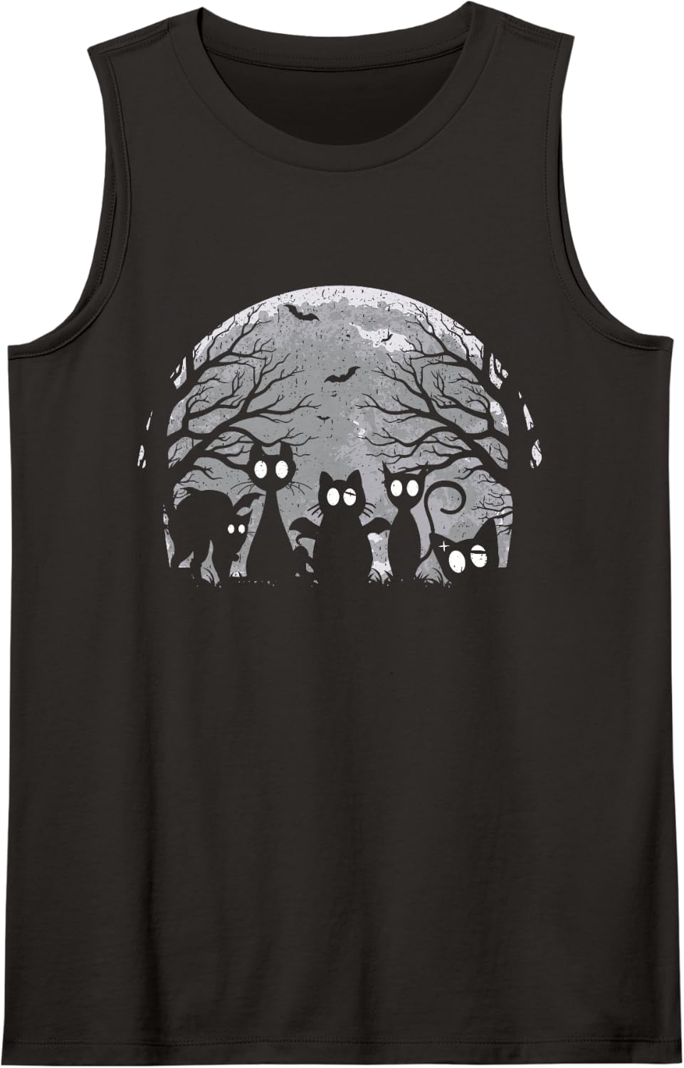Creepy Cute Cats Alt Goth Grunge Horror Aesthetic Gothic Sleeveless Tank Top - Black