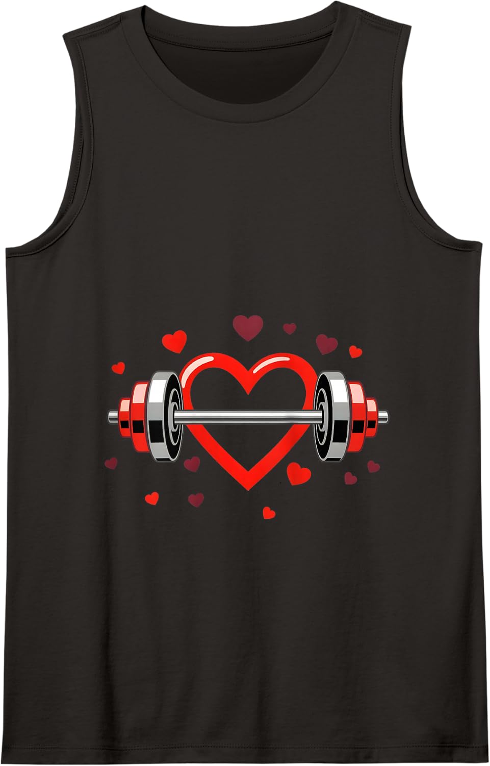 Fitness Heart Barbell Valentine's Day Gym Workout Women Men Tank Top - Black
