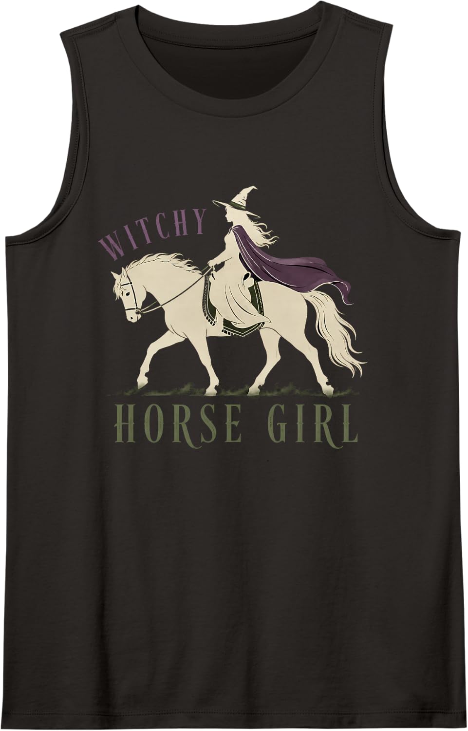 Witchy Horse Girl Halloween Costume Sleeveless Tank Top - Black