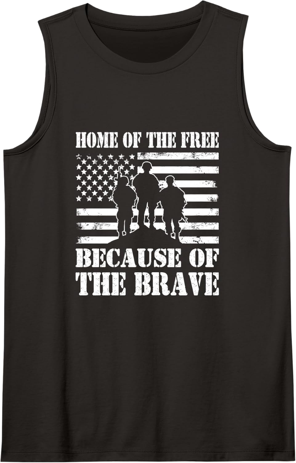 Patriotic Home of the Free Because Brave Sleeveless Tank Top - Black