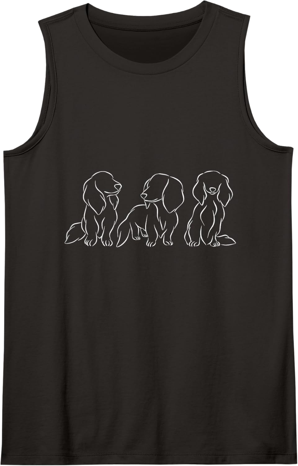 Long haired Dachshund Line Art cute Doxie Wiener Dog Women Tank Top - Black