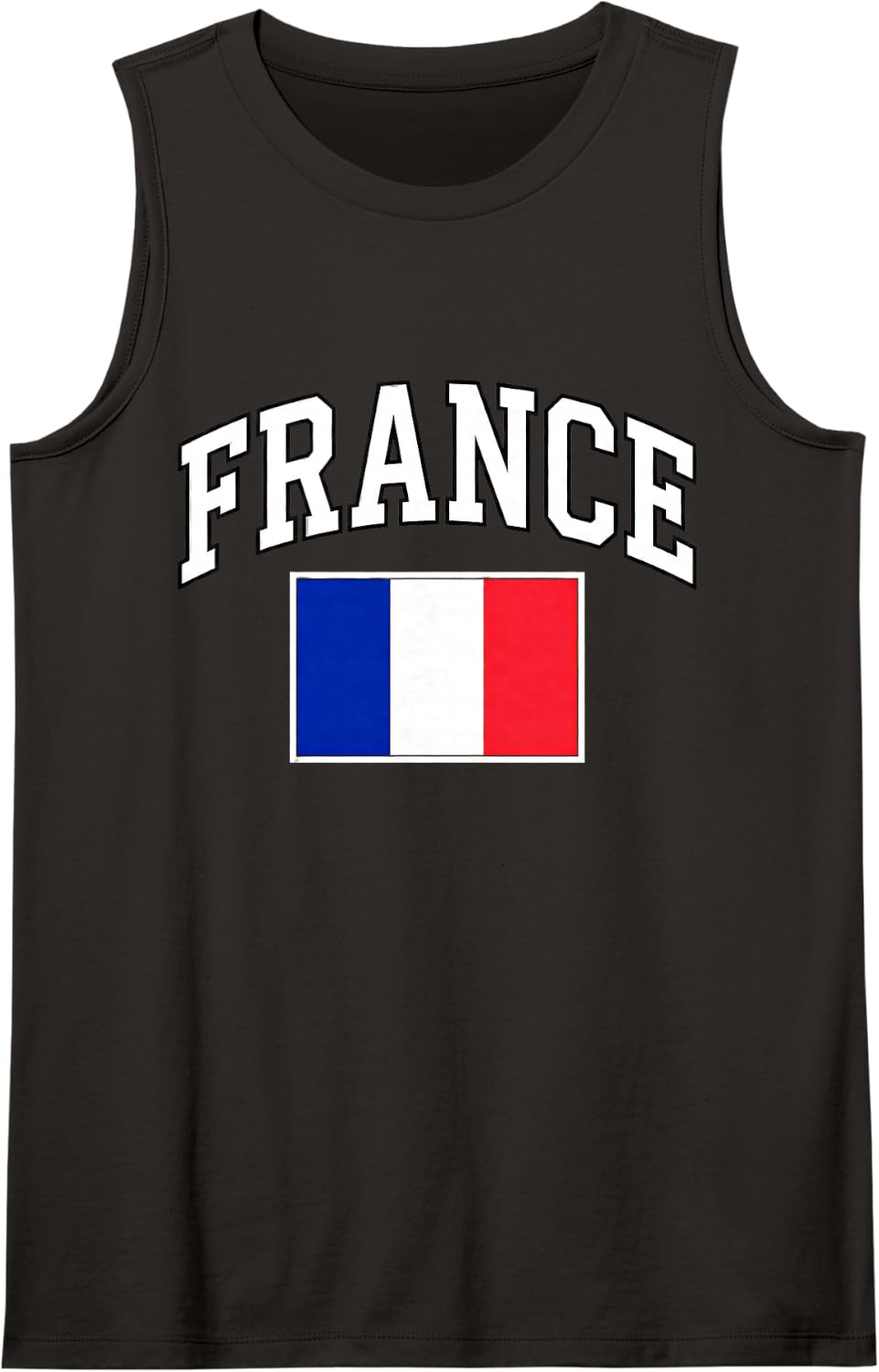 Arched France Typography and Flag Sleeveless Tank Top - Black