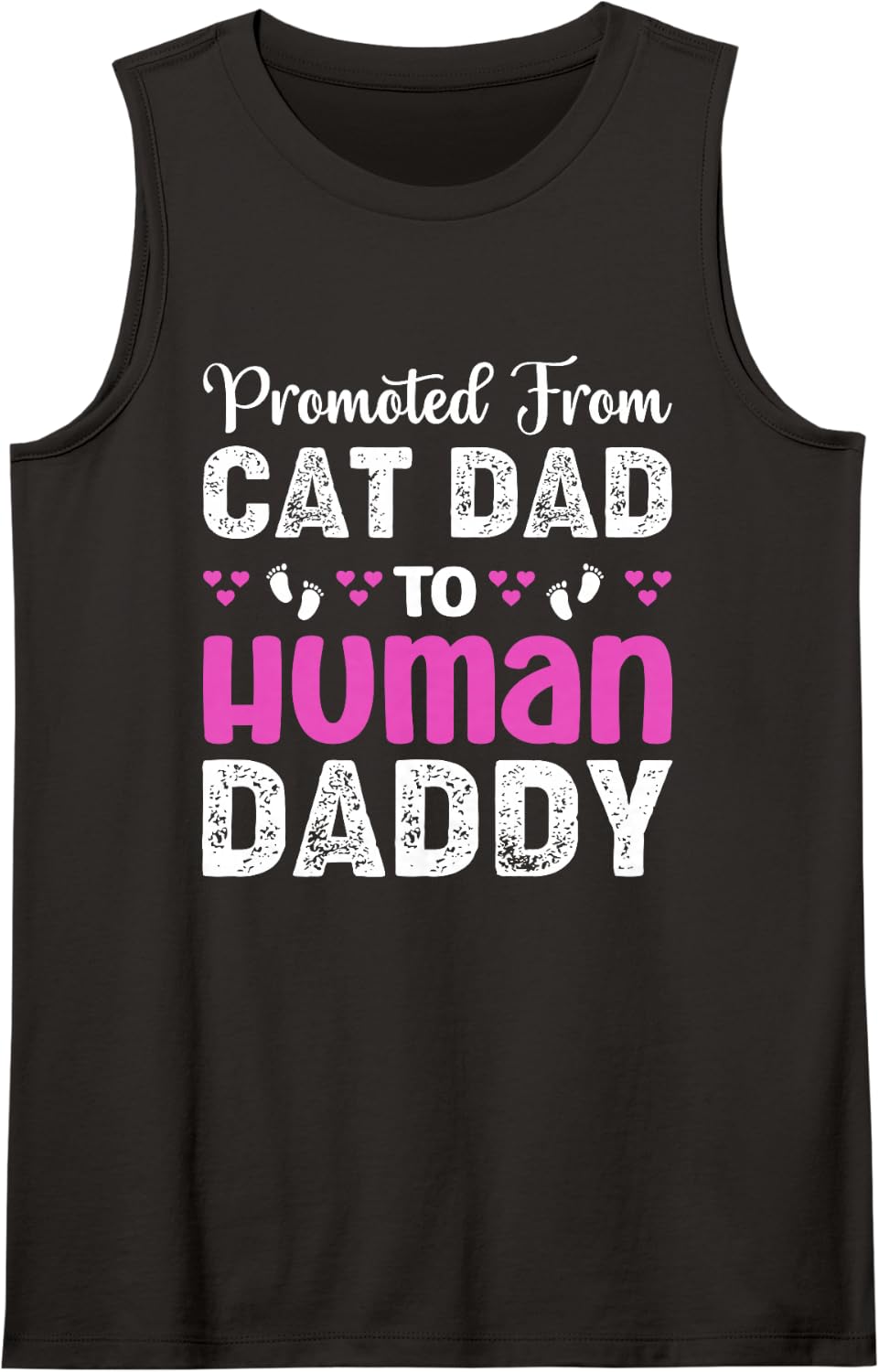 Promoted from Cat Dad to Human Daddy Cats Father Papa Sleeveless Tank Top - Black
