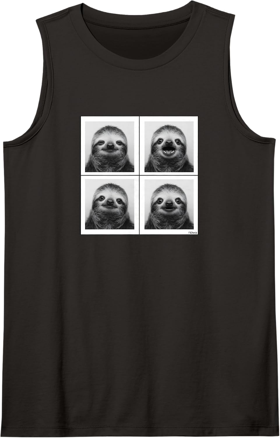 Funny Sloth Faces Photo Booth Picture Sleeveless Tank Top - Black