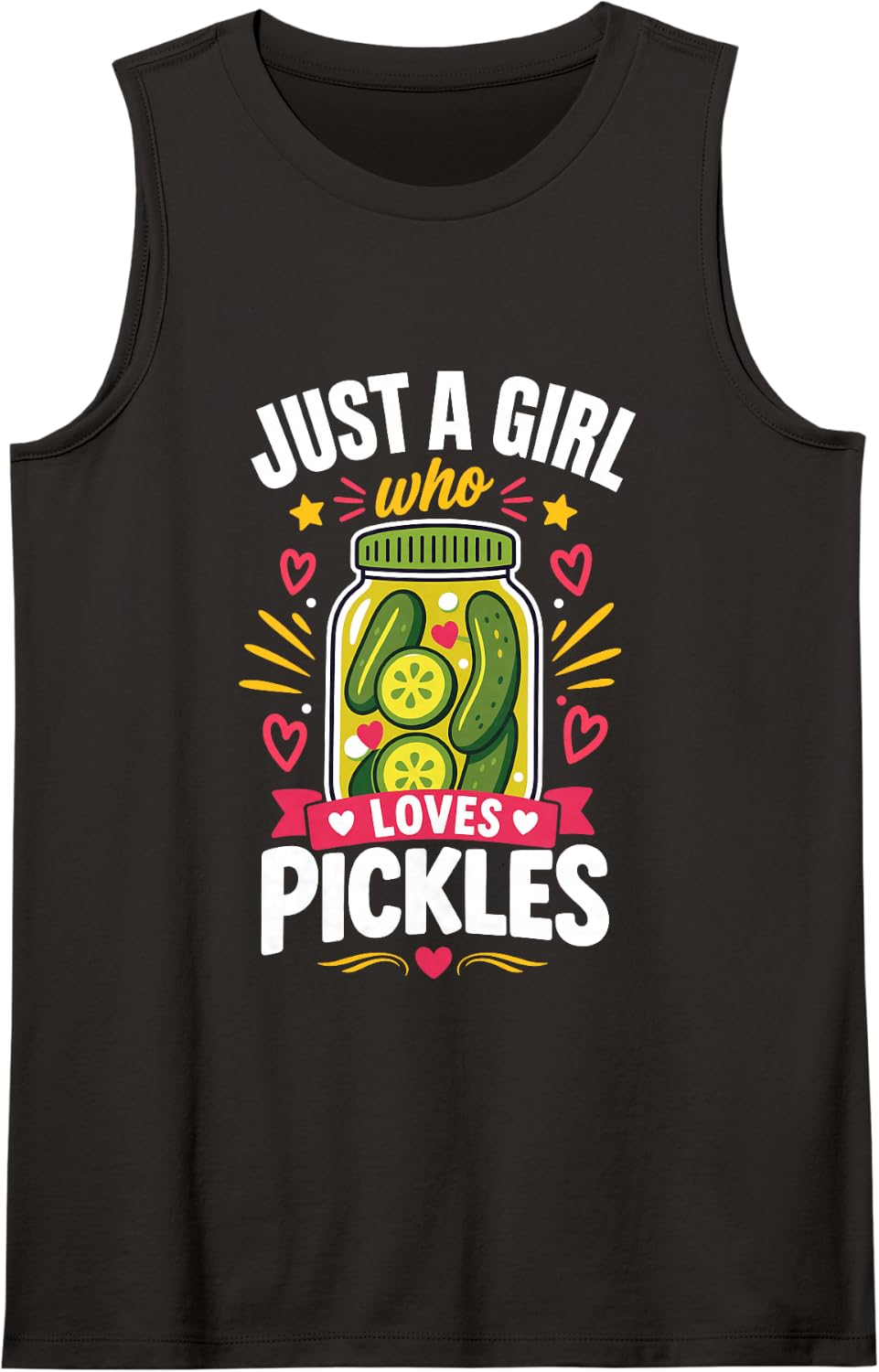 Women's Just A Girl Who Loves Pickles Sleeveless Tank Top - Black