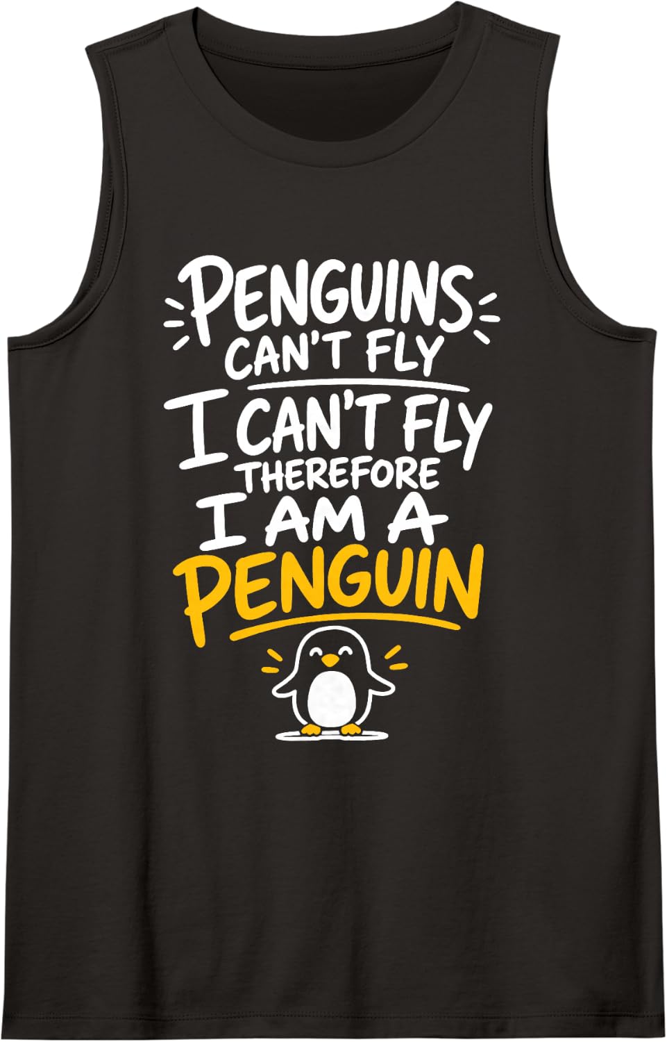 Funny Penguins I Am A Penguin Sleeveless Tank Top - Black