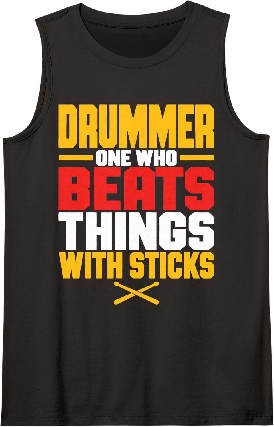 Funny Drummer Percussion Drum Kit Drumming Sleeveless Tank Top - Black
