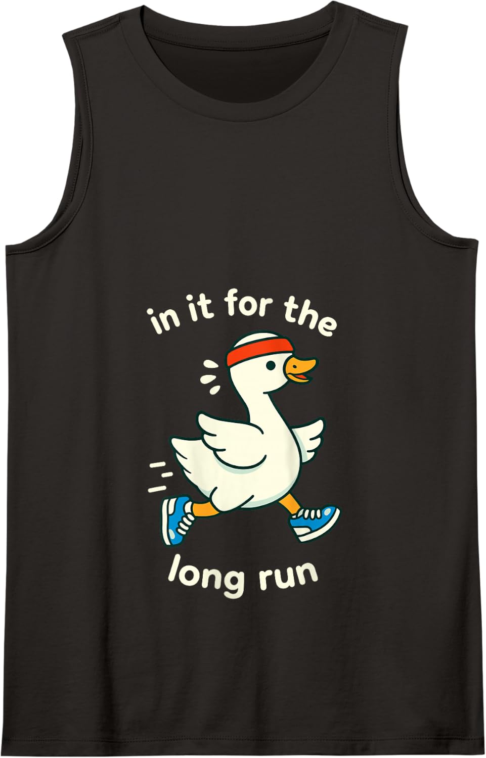 in It for The Long Run Funny Running Duck Pun Tank Top - Black