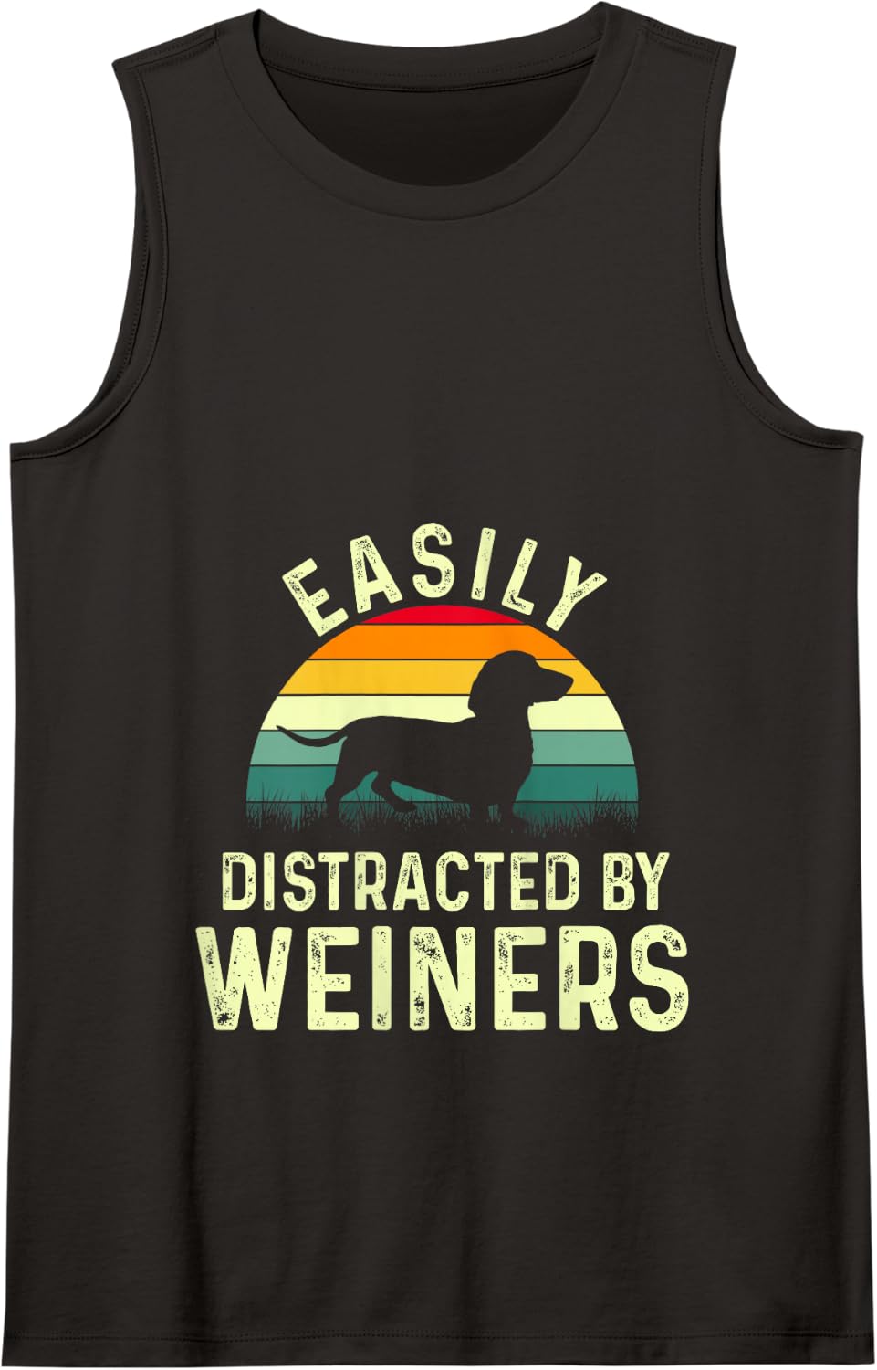 Dachshund Weiner Dog, Easily Distracted By Weiners Tank Top - Black