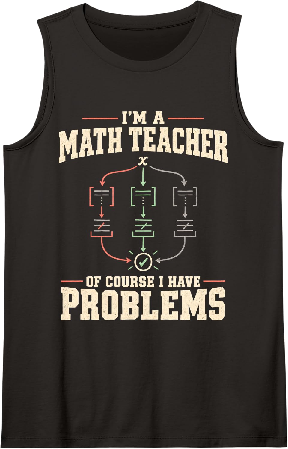 Funny I'm a Math Teacher of Course I Have Problems Education Sleeveless Tank Top - Black