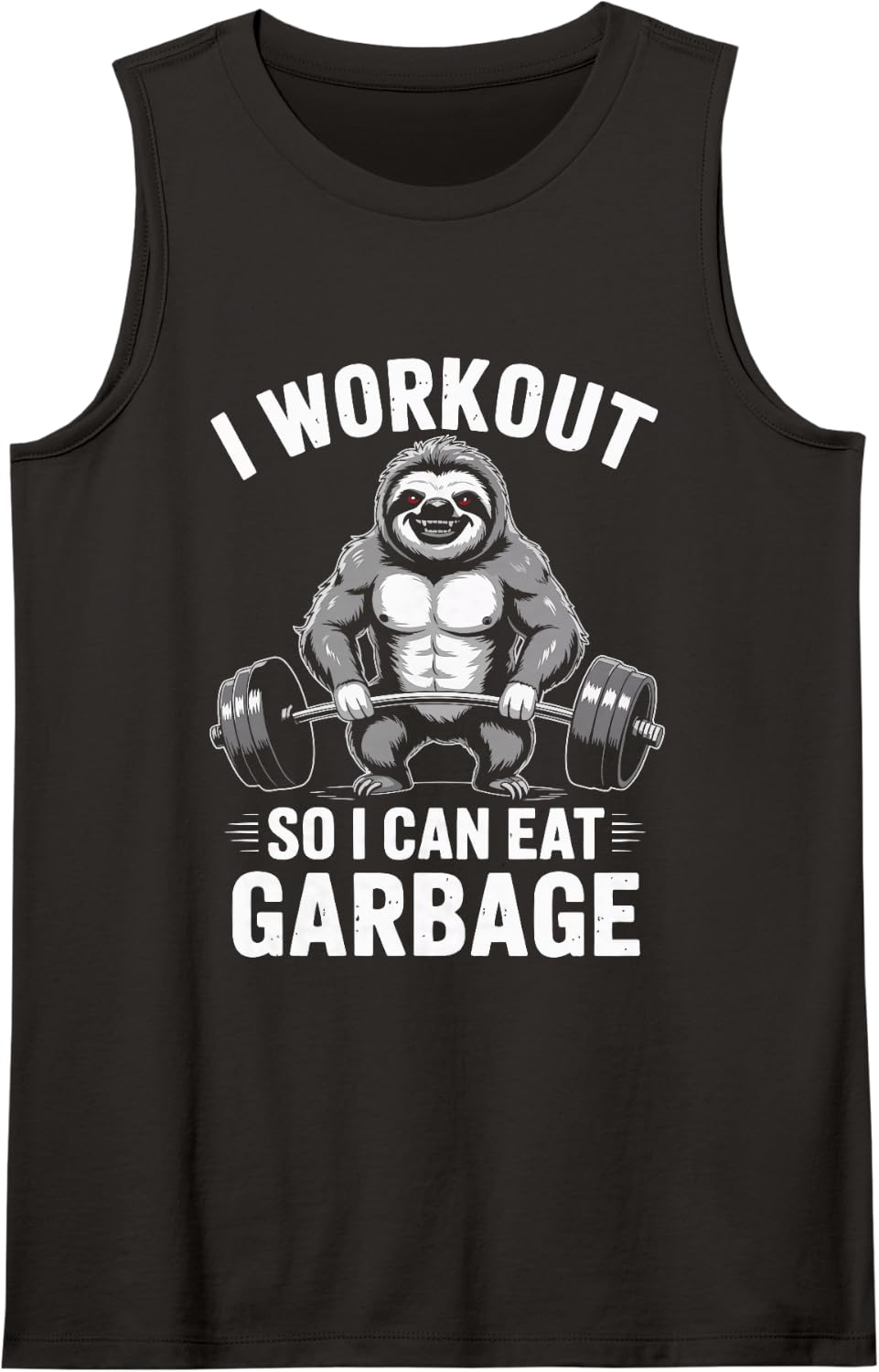 Sloth I Work Out So I Can Eat Funny Weight Training Sleeveless Tank Top - Black