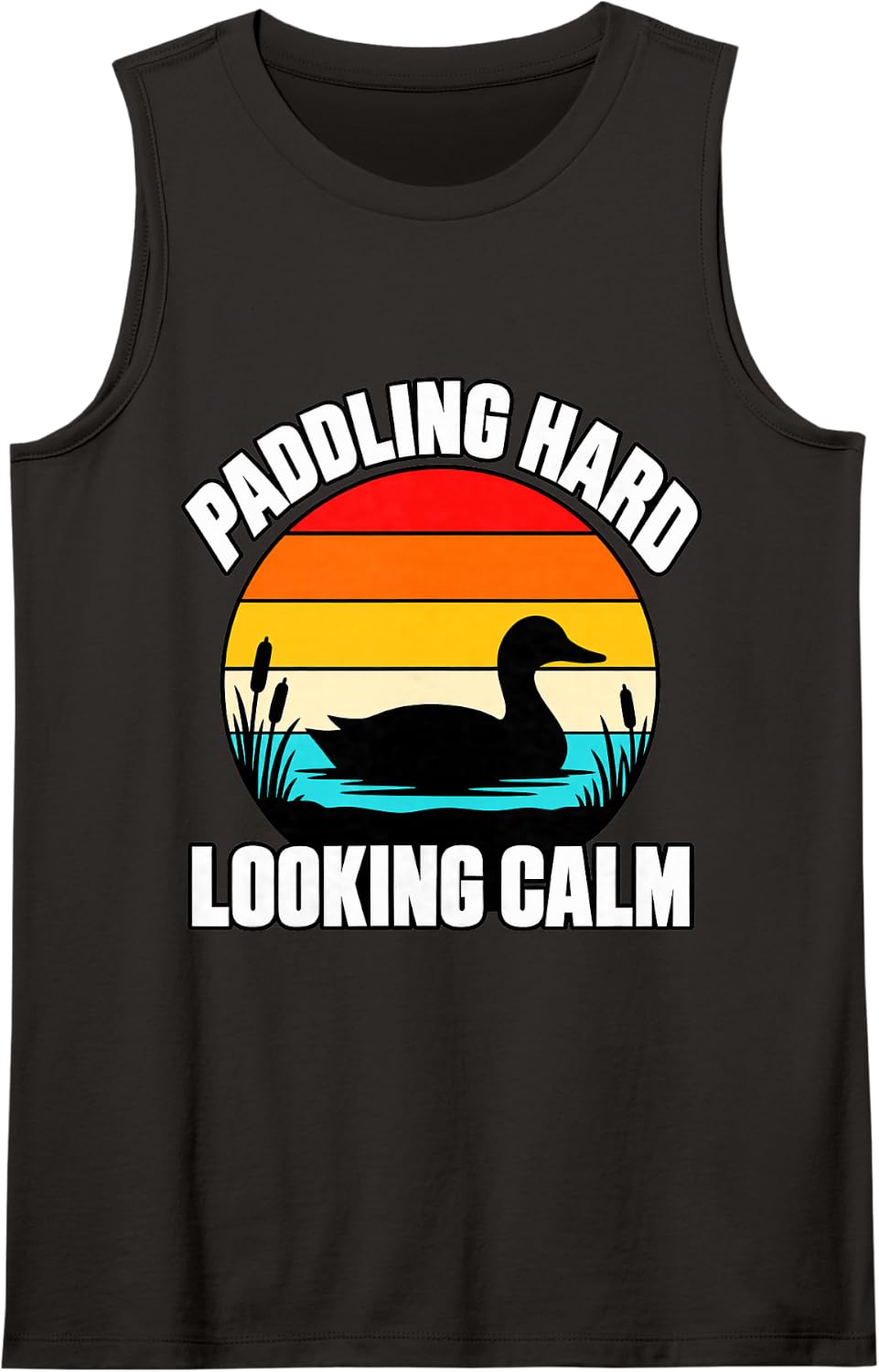 Duck Paddling Hard Looking Calm Quack Pond Funny Duck Sleeveless Tank Top - Black