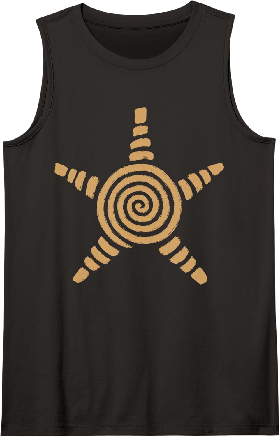 Spiral Star y2k Whimsy Grunge Vintage Alt Brown Graphic Art Sleeveless Tank Top - Black
