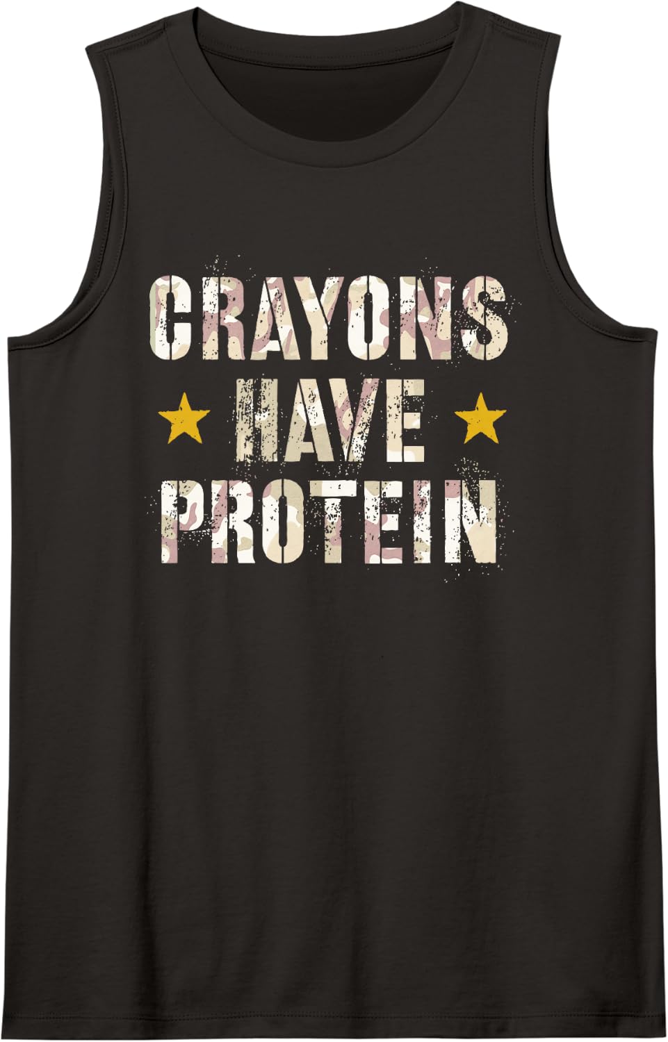 Cute Crayons Have Protein Military Squad Dog Veteran Humor Sleeveless Tank Top - Black