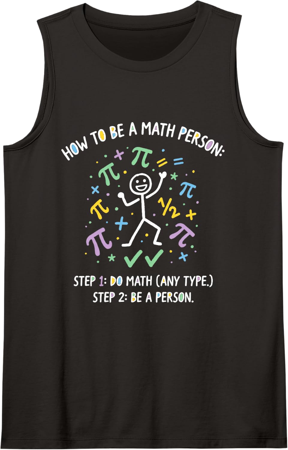 How to Be a Math Person Teacher Lover Cartoon Funny Sleeveless Tank Top - Black