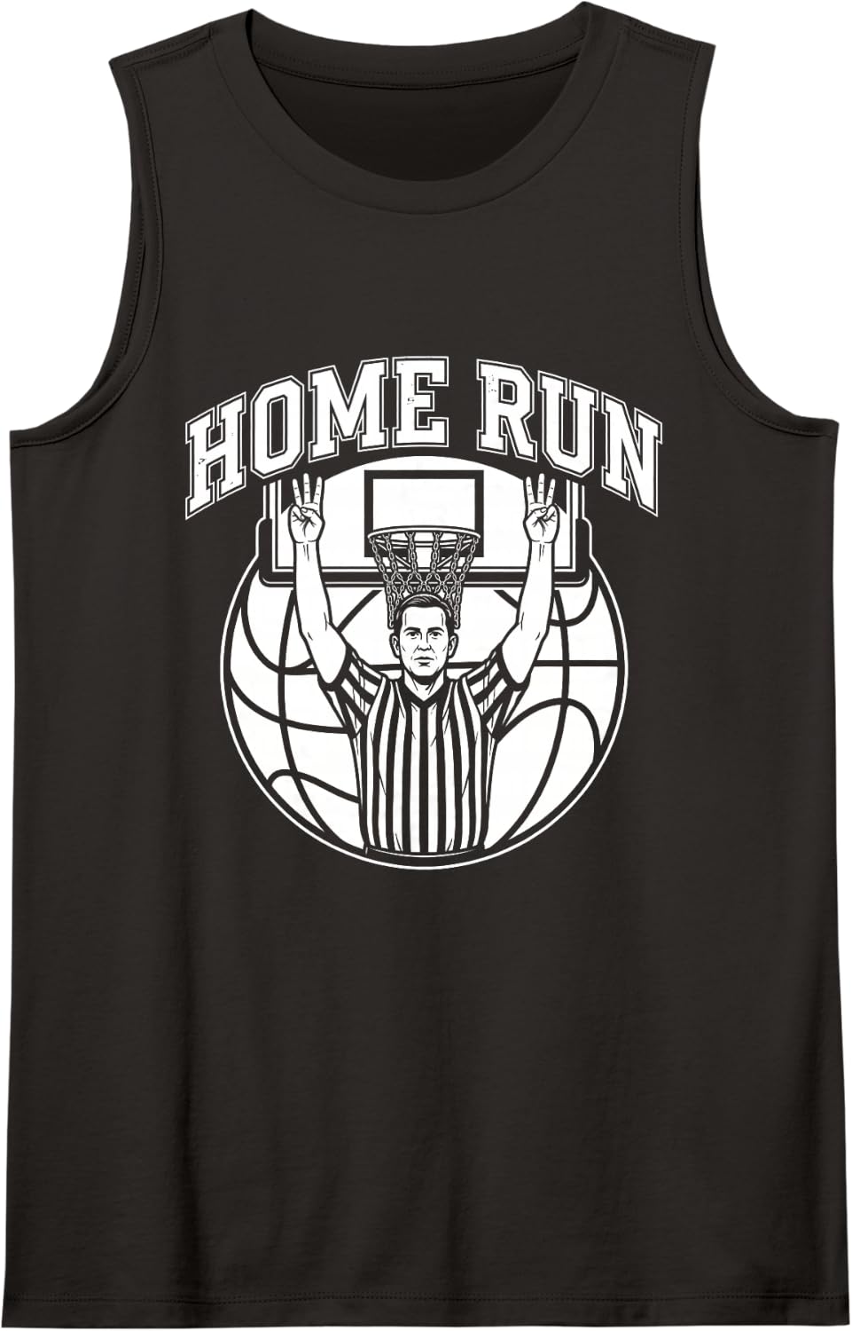 Home Run Tshirt Basketball Referee Funny Baseball Touchdown Sleeveless Tank Top - Black