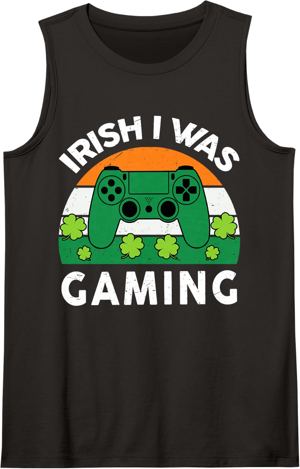 Irish I was Gaming Kids Boy Adult St Patricks Day Video Game Sleeveless Tank Top - Black
