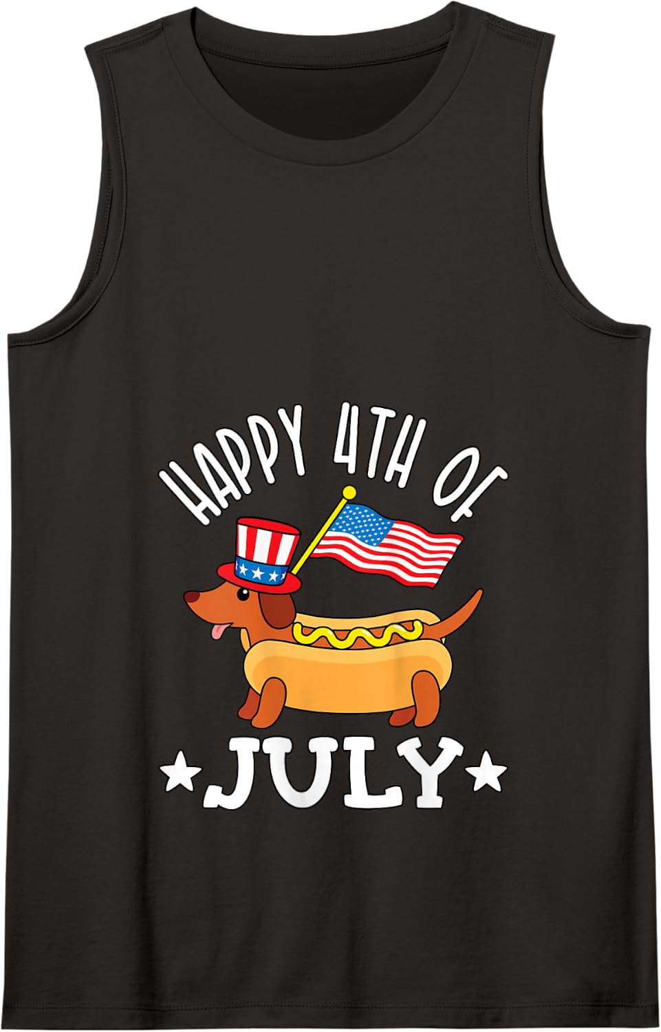 Dachshund 4th of July Cute Patriotic Men Women Kids Tank Top - Black