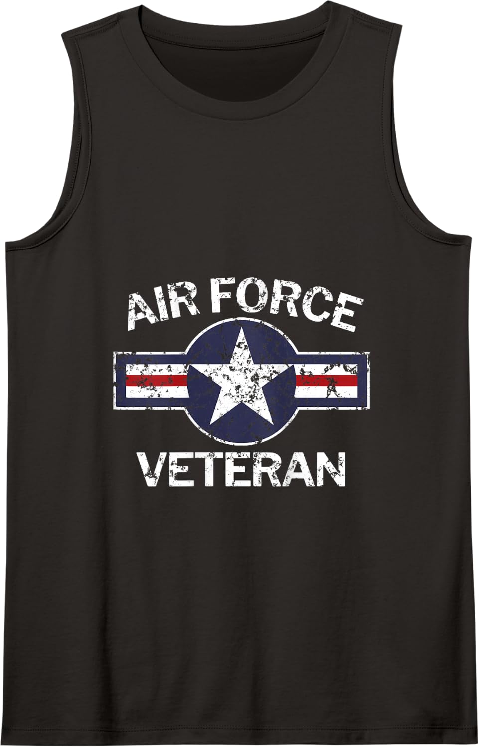 Air Force Veteran with Vintage Roundel Grunge Tank Top - Black