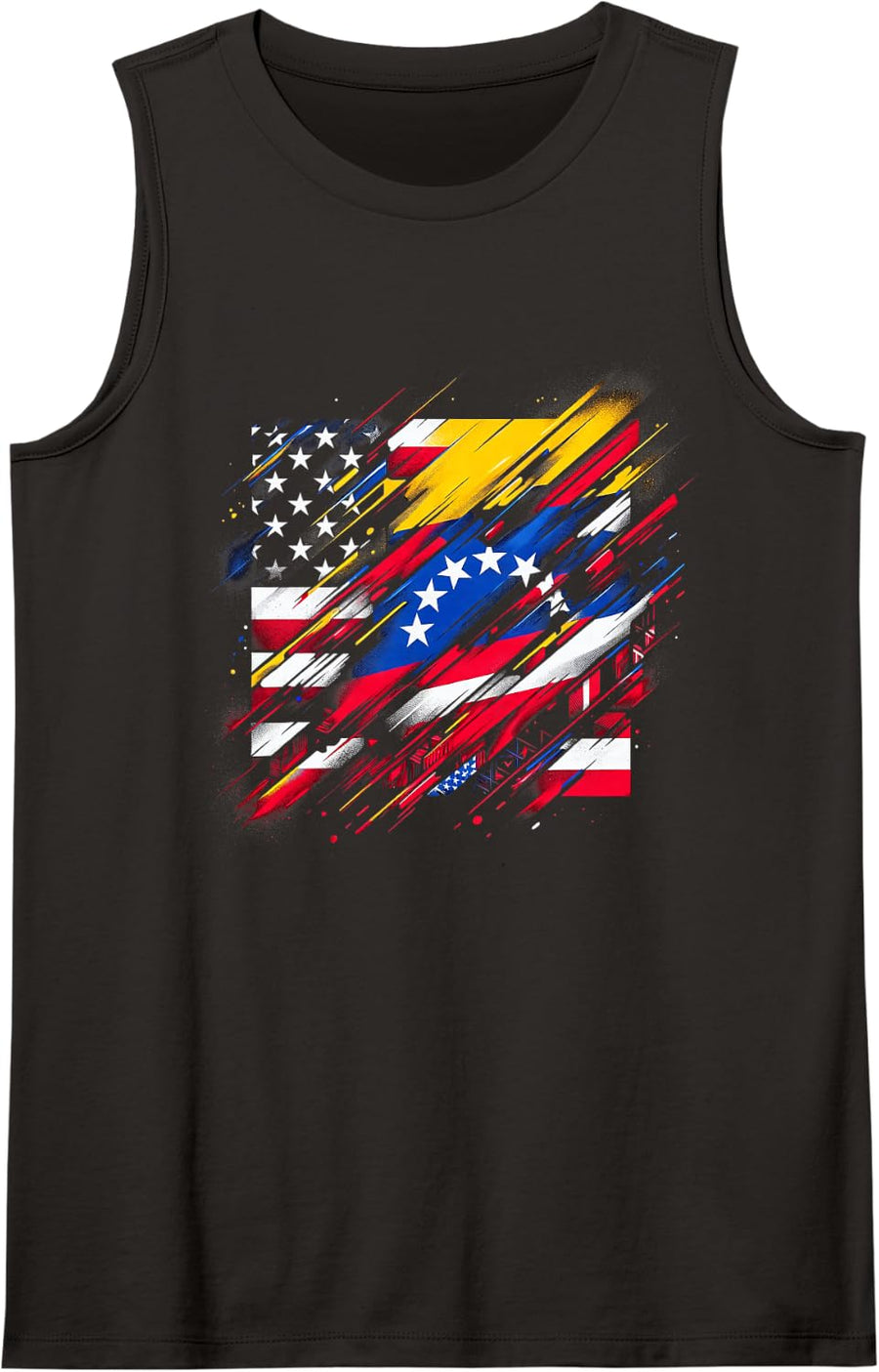 Half Venezuelan Flag | Vintage Venezuela USA Sleeveless Tank Top - Black