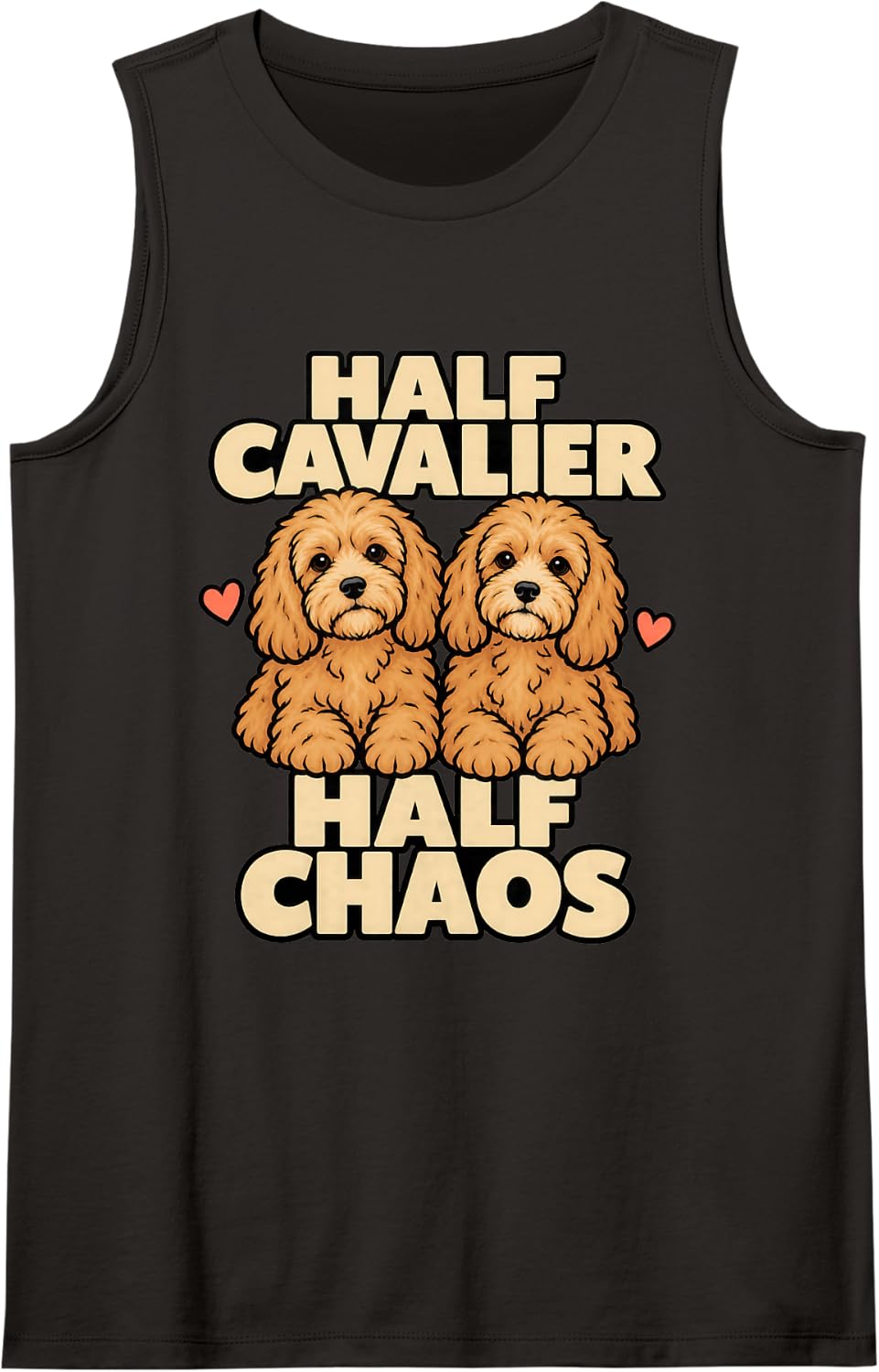 Cavapoo Half Cavalier Half Chaos Dog Owner Funny Doodle Sleeveless Tank Top - Black